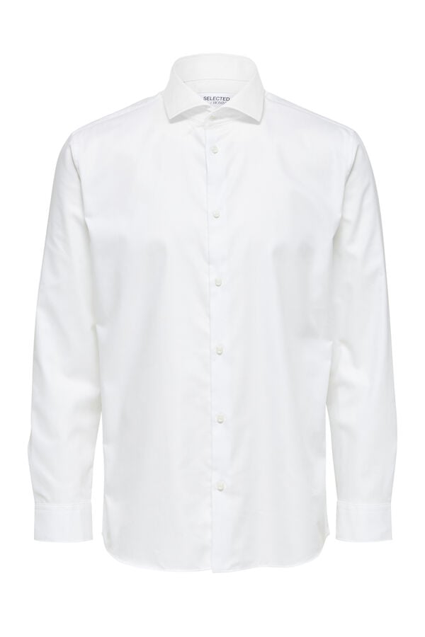 Cortefiel 100% cotton long-sleeved dress shirt White