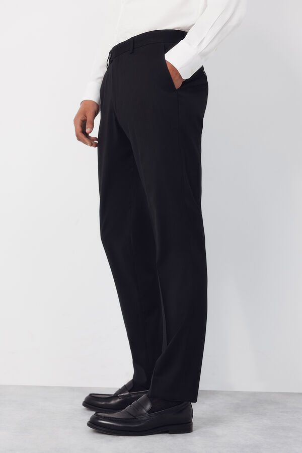 Cortefiel Black structured trousers Serie XXI Black
