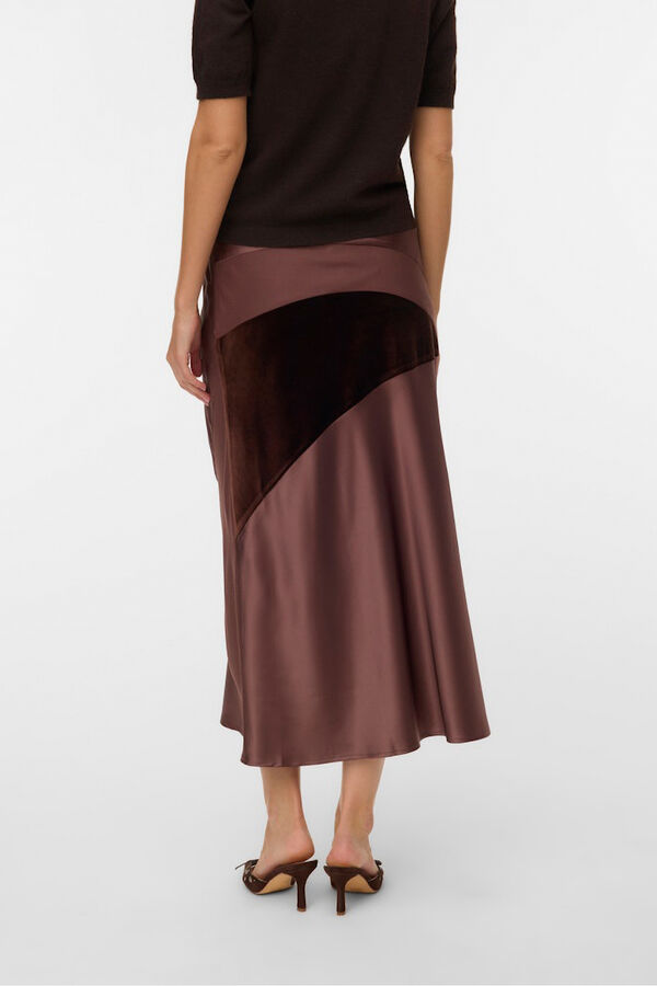 Vero Moda Saia midi de tecido triplo Castanho