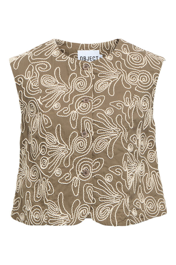 Object Colete em malha bordado Tostado