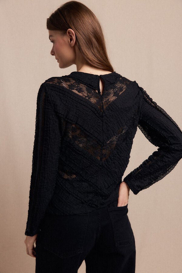 Slowlove Combined lace top Black