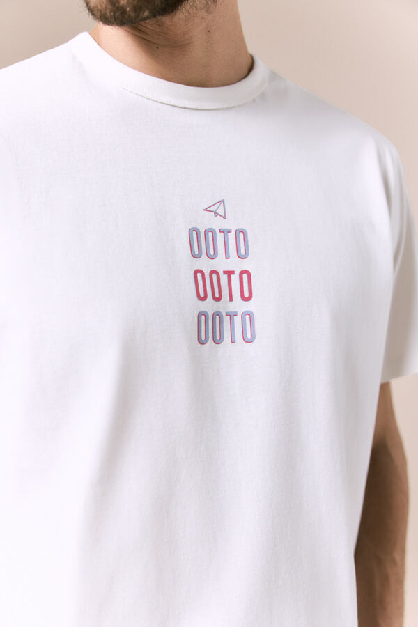 OOTO Washed T-shirt with logo White