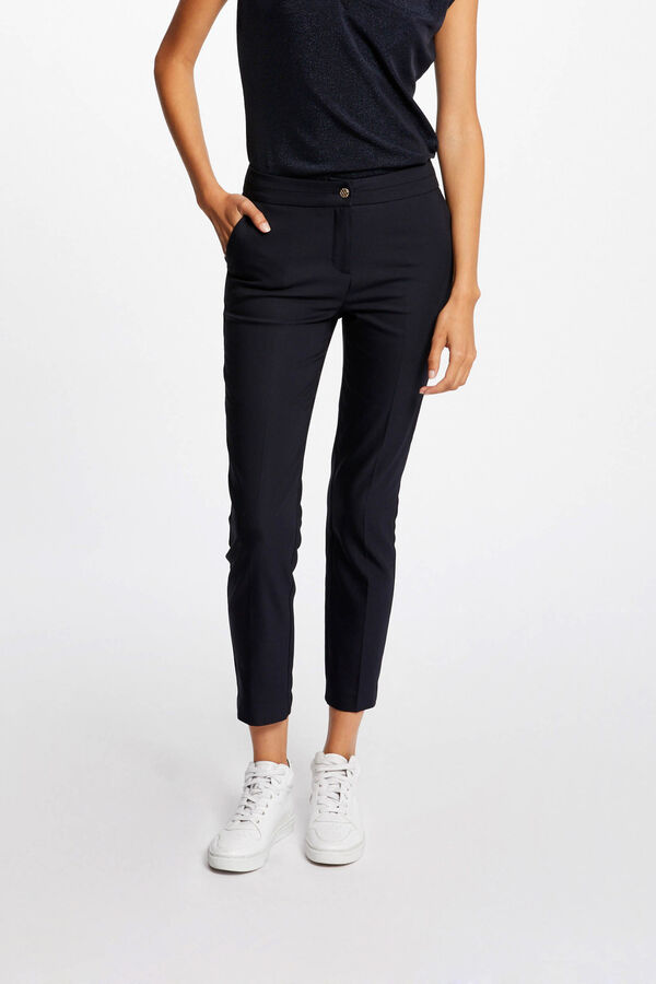 Cortefiel Straight cropped retro city trousers Navy