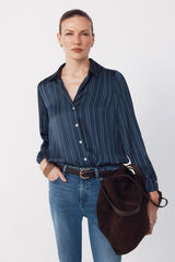 Cortefiel Satin-finish shirt Printed blue