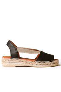Cortefiel Flat leather sandals Black