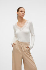 Vero Moda Top de manga larga y cuello pico Blanco