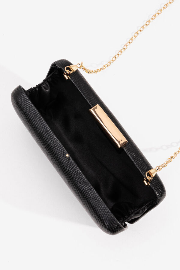 Vilanova Clutch retangular com efeito pele Preto