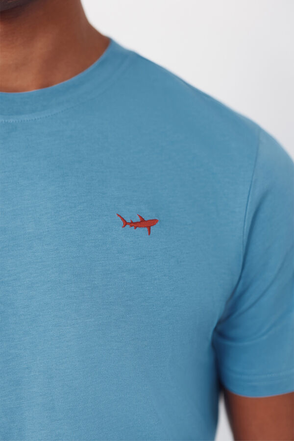 Cortefiel Embroidered T-shirt Blue