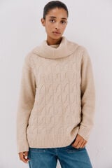 Cortefiel Jersey punto lentejuelas Beige