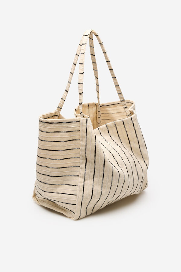 Cortefiel Striped bag  Printed white