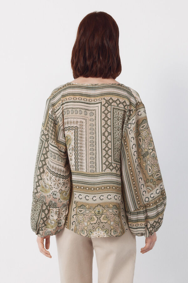 Cortefiel Printed blouse Kaki