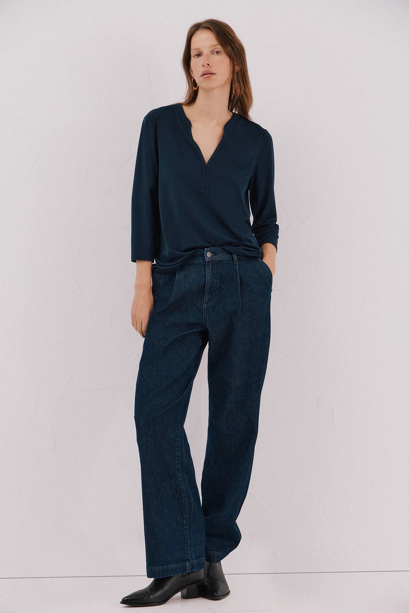 Cortefiel Basic top with mandarin collar