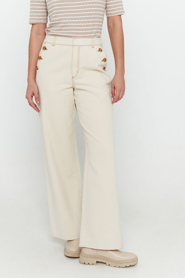 Cortefiel Button detail trousers Brown