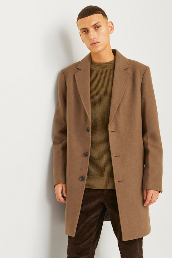 Cortefiel Lapel collar coat Brown