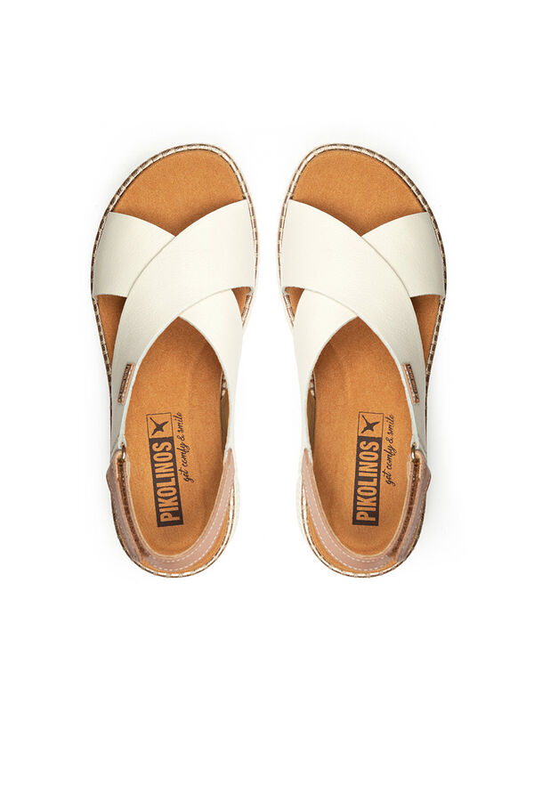 Pikolinos Sand&aacute;lias de cunha com fecho aderente para mulher Branco