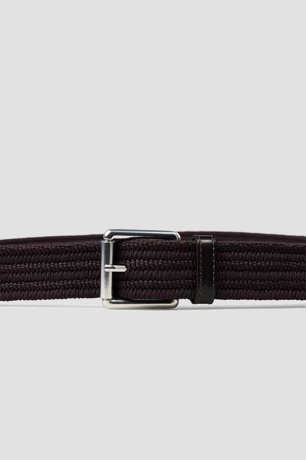 Cortefiel Elastic fabric belt Dark brown