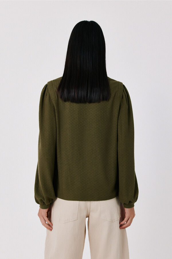 Cortefiel Shoulder pleat T-shirt Kaki