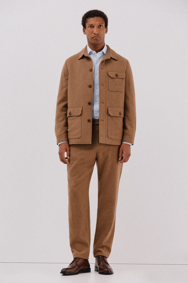 Cortefiel Sobrecamisa lana camel Camel