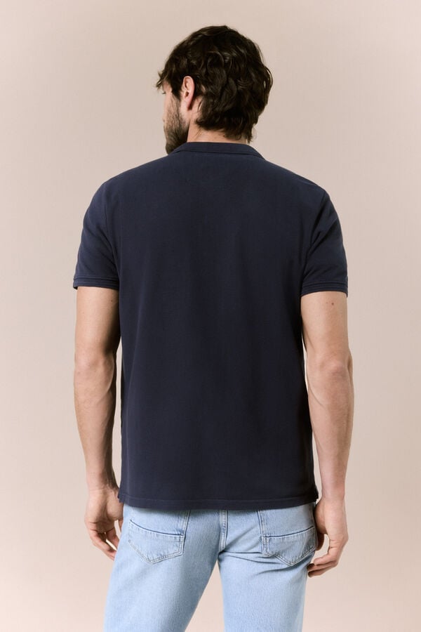 OOTO Polo b&aacute;sico em piqu&eacute; lavado Azul