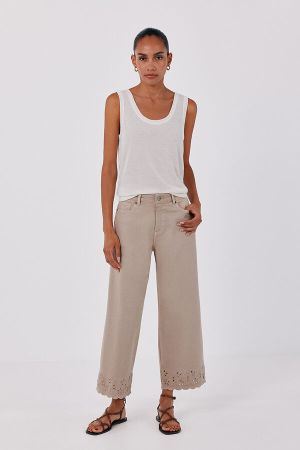 Cortefiel Linen tank top Beige