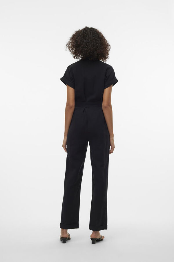 Cortefiel Short-sleeved jumpsuit  Black