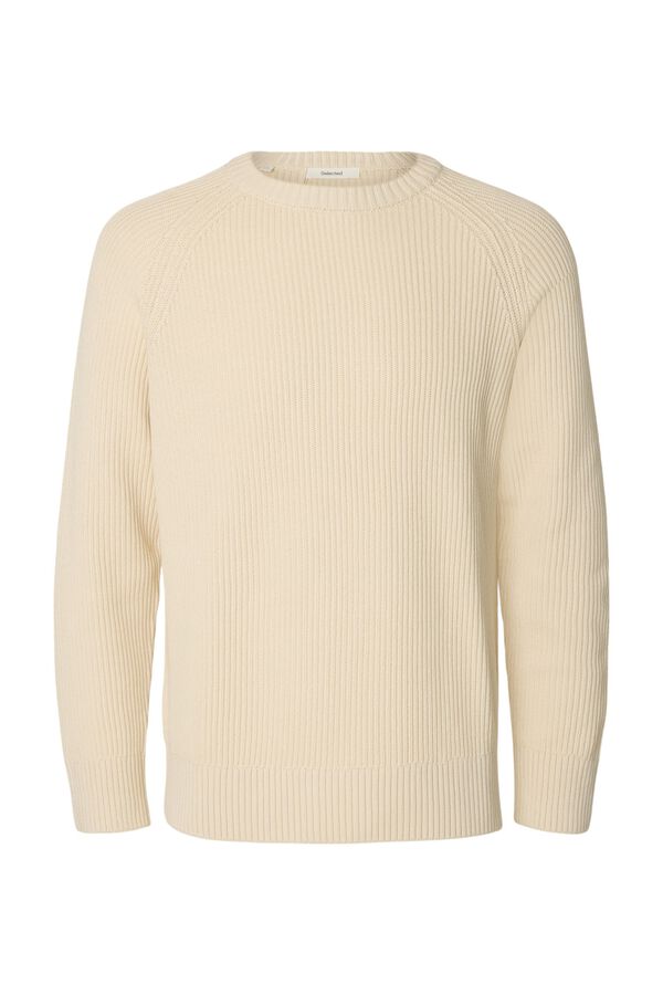 Selected Camisola canelada Relaxed Fit Tostado