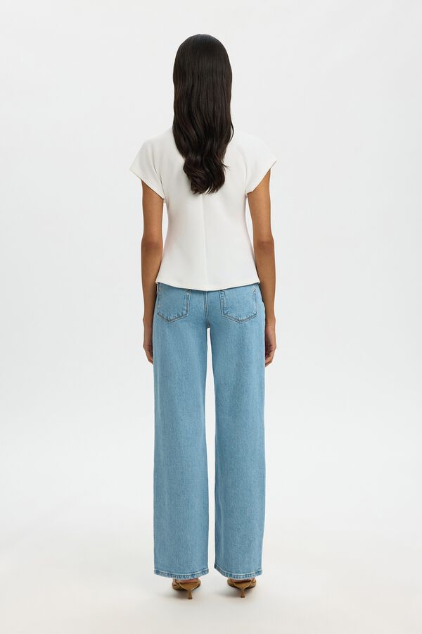 Selected Top com decote em V Branco