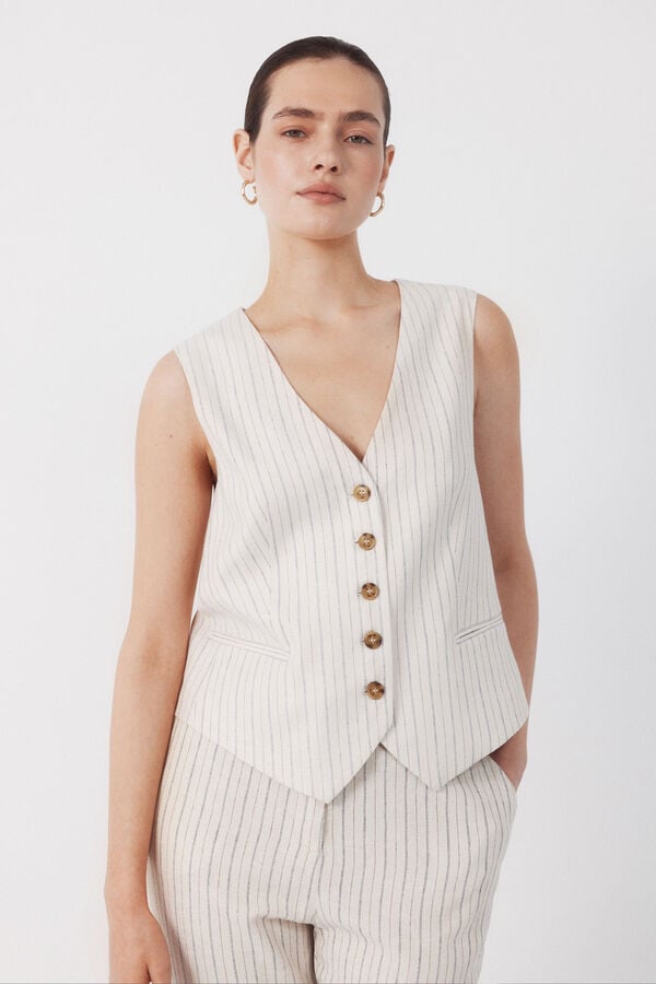 Cortefiel Tailored waistcoat Printed white