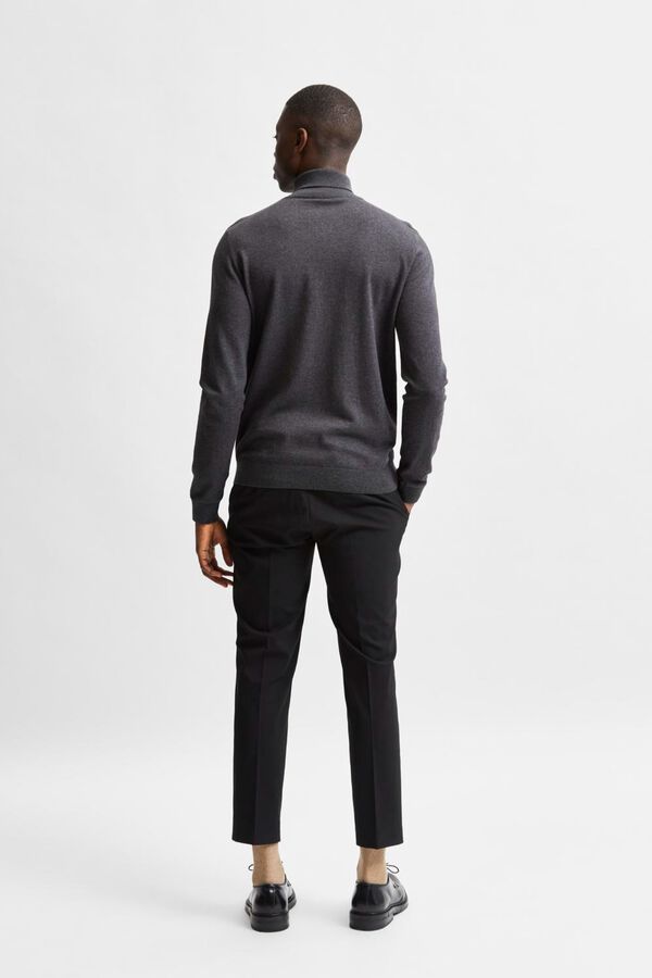 Selected Camisola gola alta em algod&atilde;o org&acirc;nico Cinzento
