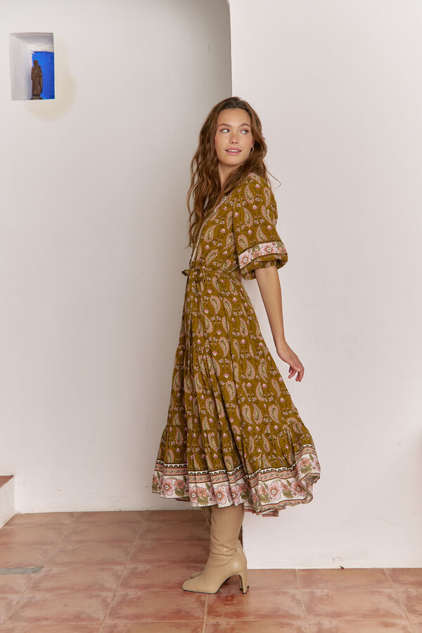 Jaase Vestido midi Mila com estampado Amalie Tostado