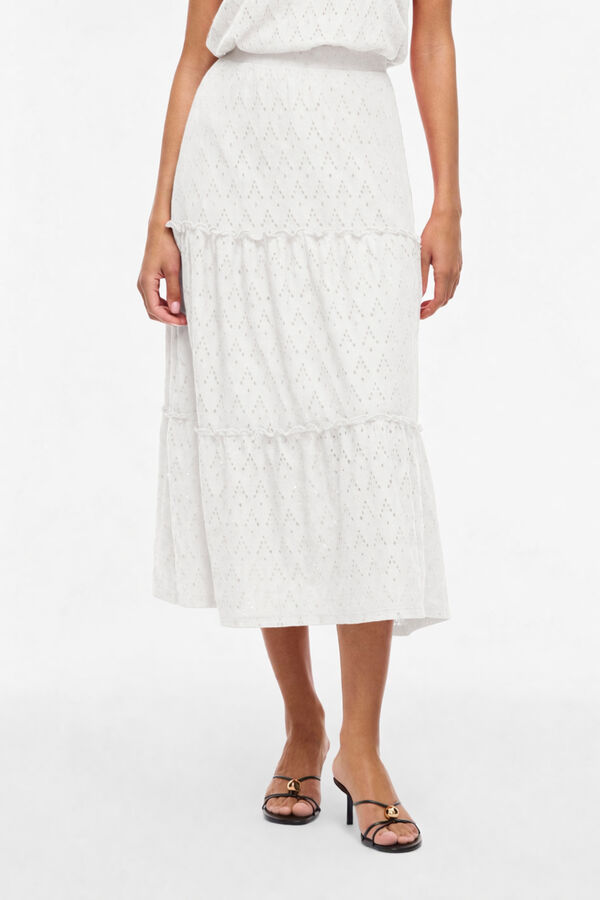 Vila Falda midi con calados de algod&oacute;n Blanco