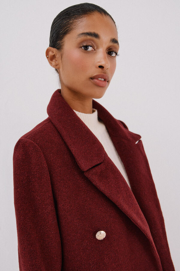 Cortefiel Long coat Italian fabric Maroon