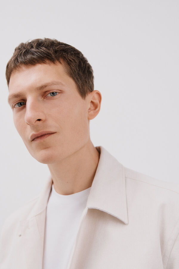 Cortefiel Coordinated cotton linen overshirt Beige