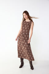 Slowlove Vestido estampado com franzido Castanho