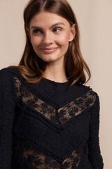 Slowlove Combined lace top Black