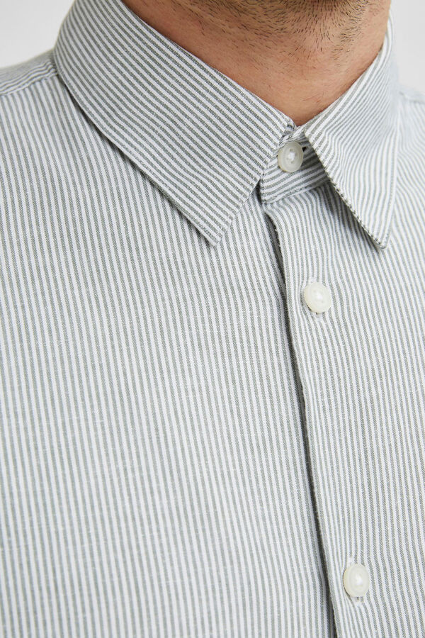 Cortefiel Camisa slim fit de algodón orgánico Verde pistacho