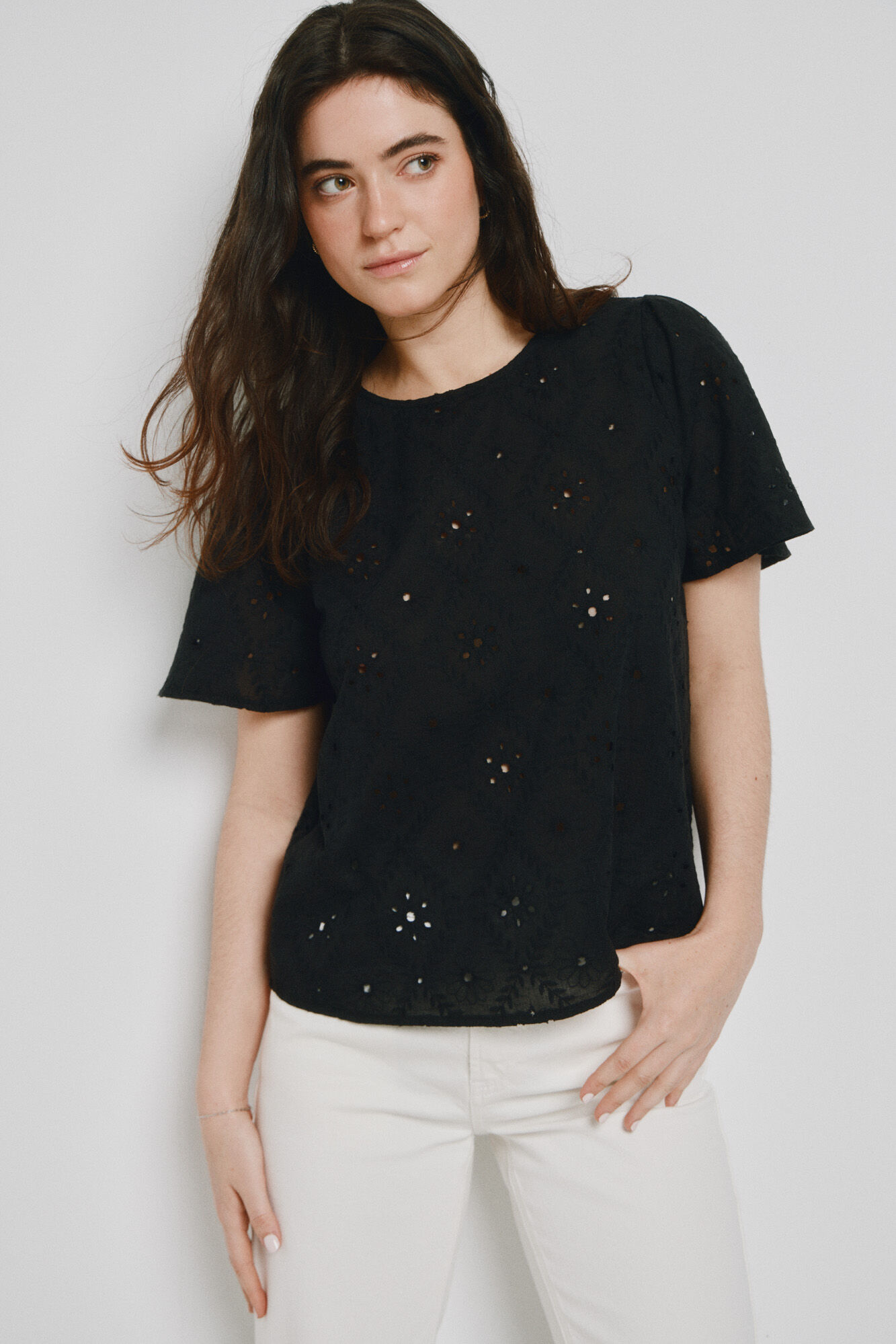 Vero Moda Top manga corta con calados