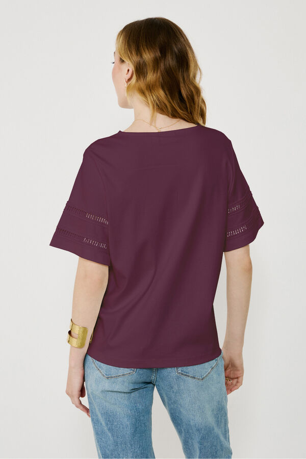 Vila Camiseta de algodão orgânico com vazados Roxo