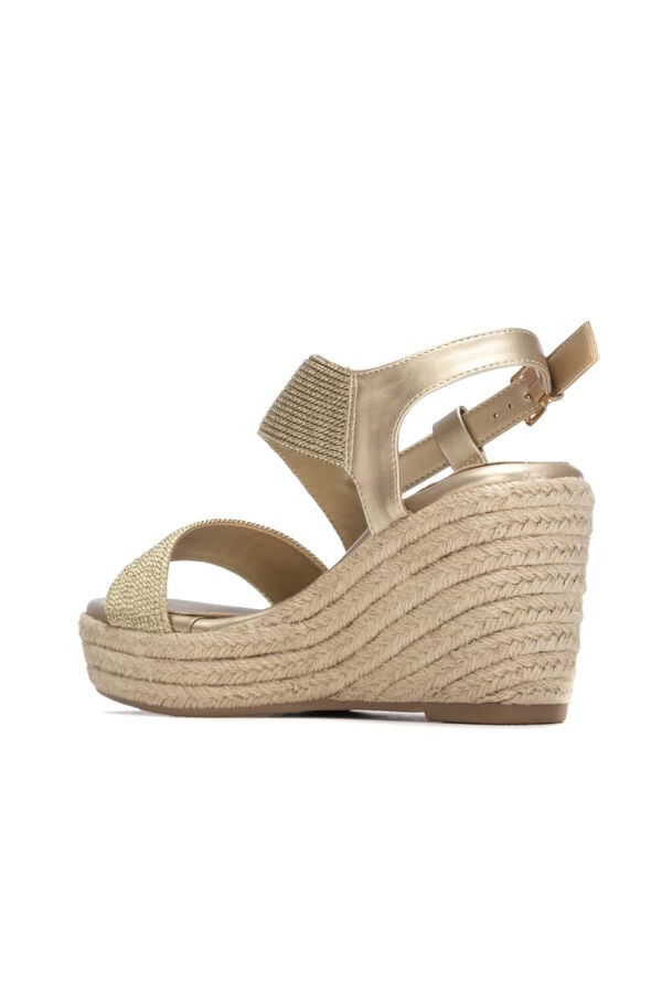 XTI Sand&aacute;lia cunha de juta metalizada Dourado