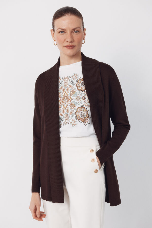 Cortefiel Cardigan with shawl neckline Dark brown