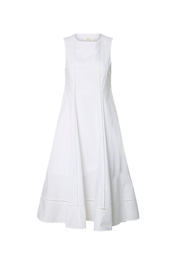 Selected Cotton midi dress White