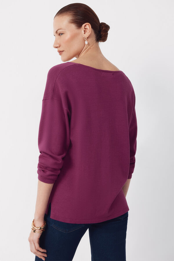 Cortefiel Camisola de malha decote bico Roxo