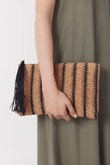 Cortefiel Raffia clutch Printed brown