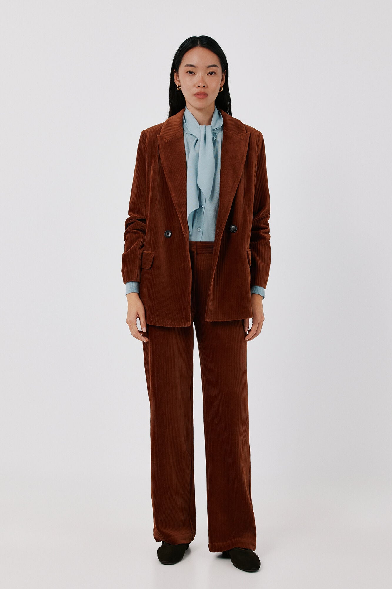 Cortefiel Corduroy double-breasted women's blazer