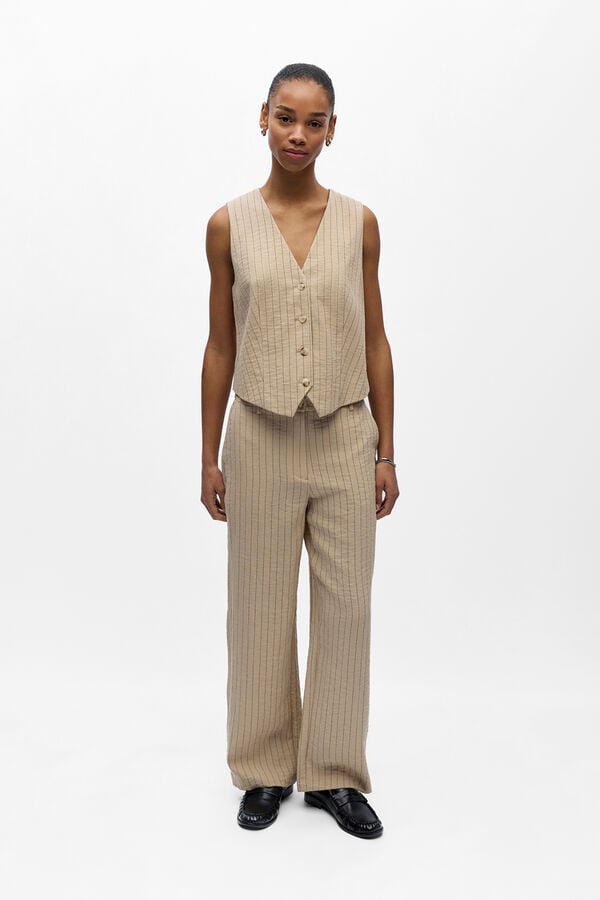 Object Colete leve &agrave;s riscas Tostado