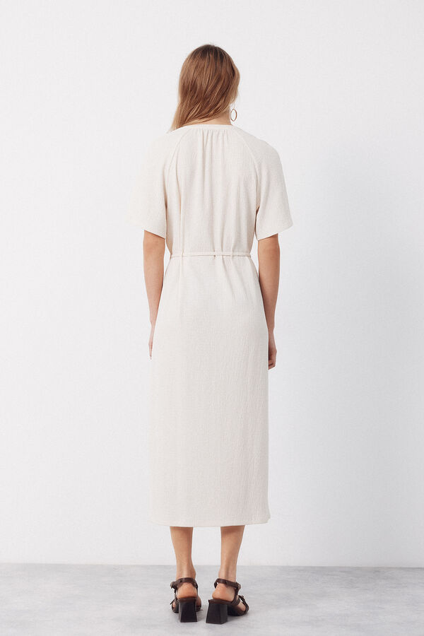 Cortefiel Structured belt dress Ivory