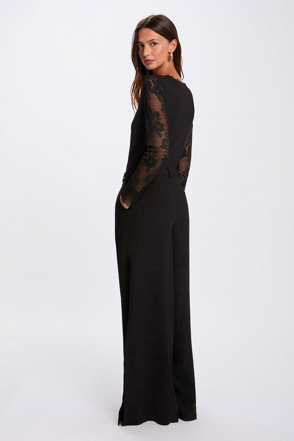 Morgan Sweetheart neck lace T-shirt Black