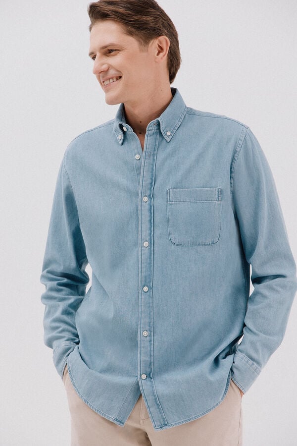 Cortefiel Camisa vaquera Azul