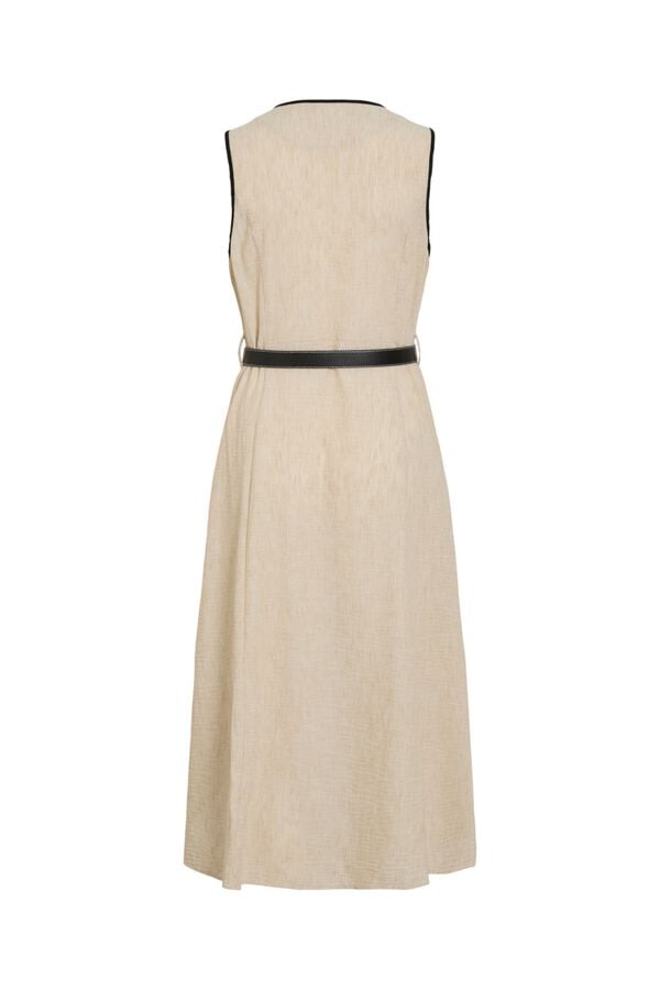 Vila Vestido midi con cintur&oacute;n Beige