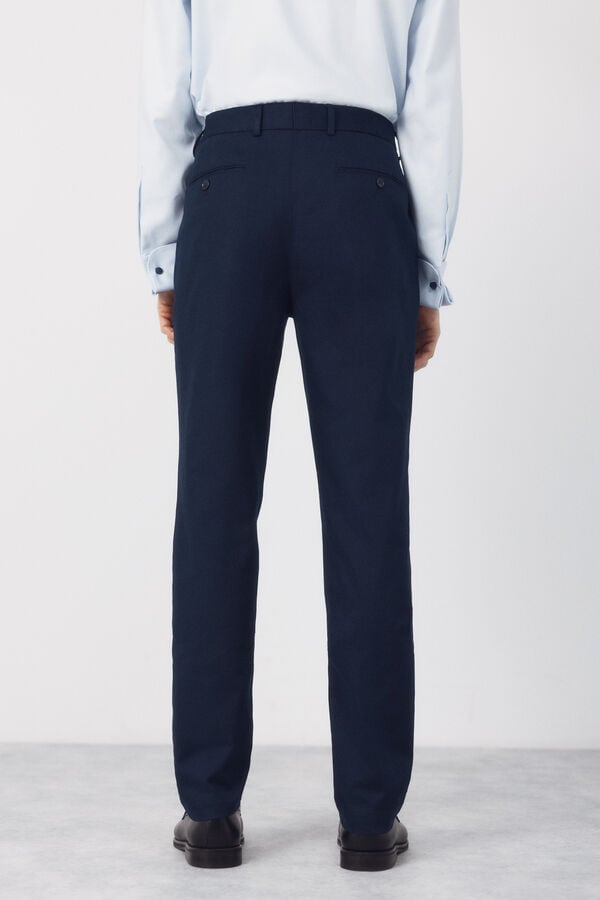 Cortefiel Linen blend coordinated trousers Navy